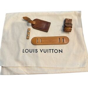 Louis Vuitton luggage tag, strap, handle, and dustbag set